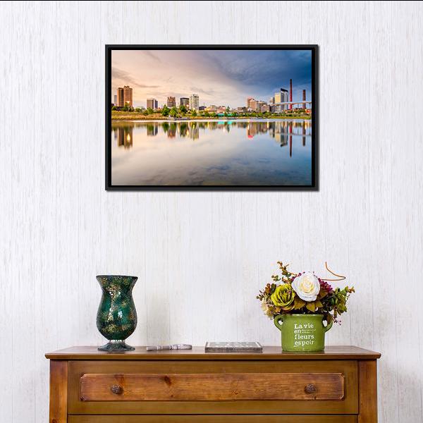Birmigham Alabama Skyline Canvas Wall Art-1 Piece-Floating Frame-24" x 16"-Tiaracle