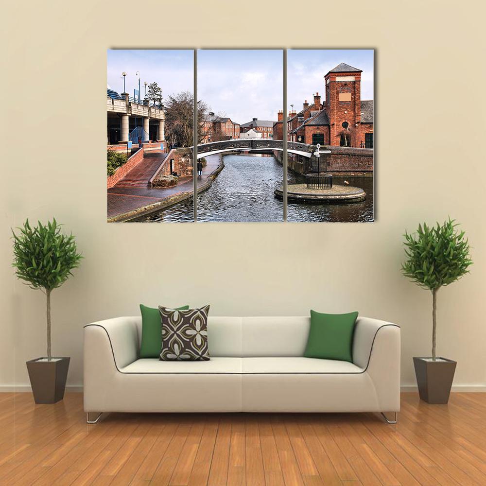 Birmingham Water Canal Canvas Wall Art-3 Horizontal-Gallery Wrap-37" x 24"-Tiaracle
