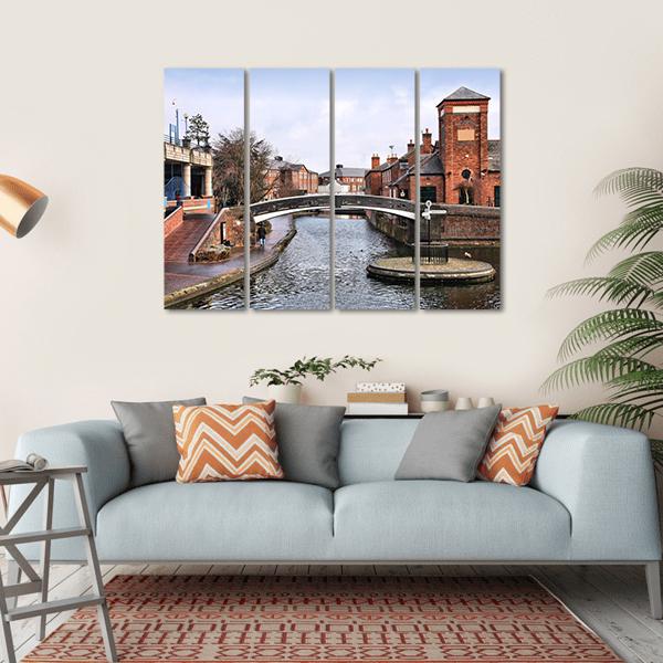 Birmingham Water Canal Canvas Wall Art-4 Horizontal-Gallery Wrap-34" x 24"-Tiaracle