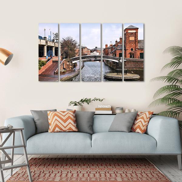 Birmingham Water Canal Canvas Wall Art-5 Horizontal-Gallery Wrap-22" x 12"-Tiaracle
