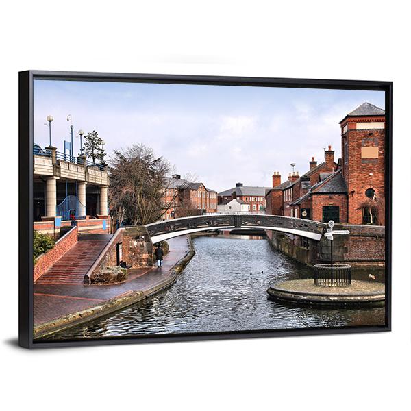 Birmingham Water Canal Canvas Wall Art-3 Horizontal-Gallery Wrap-25" x 16"-Tiaracle