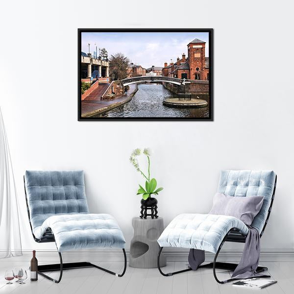 Birmingham Water Canal Canvas Wall Art-3 Horizontal-Gallery Wrap-25" x 16"-Tiaracle