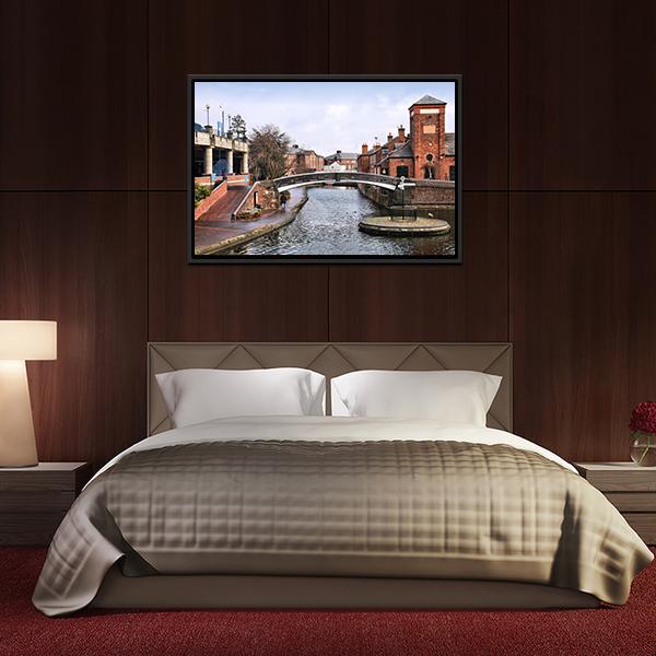 Birmingham Water Canal Canvas Wall Art-3 Horizontal-Gallery Wrap-25" x 16"-Tiaracle