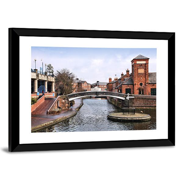 Birmingham Water Canal Canvas Wall Art-3 Horizontal-Gallery Wrap-25" x 16"-Tiaracle