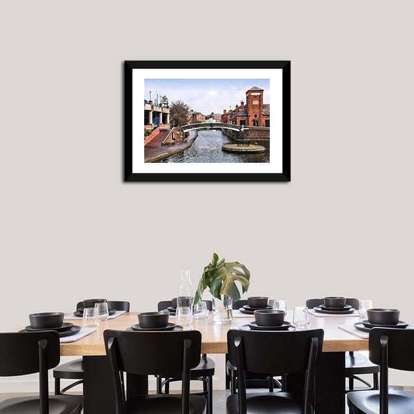 Birmingham Water Canal Canvas Wall Art-3 Horizontal-Gallery Wrap-25" x 16"-Tiaracle