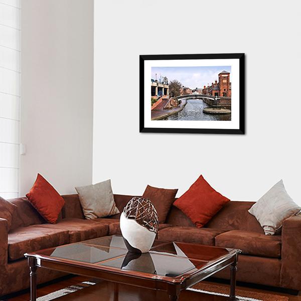 Birmingham Water Canal Canvas Wall Art-3 Horizontal-Gallery Wrap-25" x 16"-Tiaracle