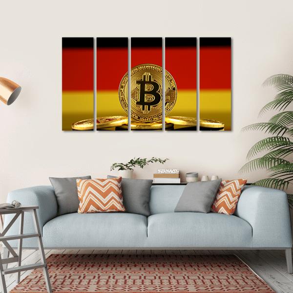 Bitcoin And Germany Flag Canvas Wall Art-5 Horizontal-Gallery Wrap-22" x 12"-Tiaracle
