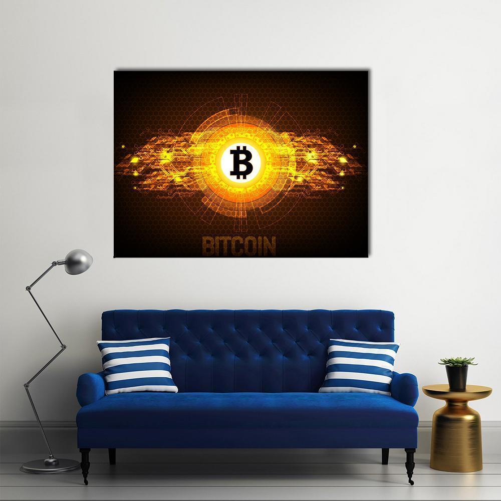 Bitcoin Digital Currency Canvas Wall Art-5 Horizontal-Gallery Wrap-22" x 12"-Tiaracle