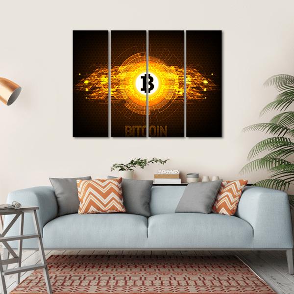 Bitcoin Digital Currency Canvas Wall Art-4 Horizontal-Gallery Wrap-34" x 24"-Tiaracle