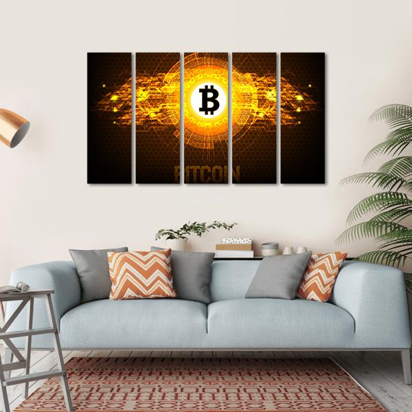 Bitcoin Digital Currency Canvas Wall Art-5 Horizontal-Gallery Wrap-22" x 12"-Tiaracle