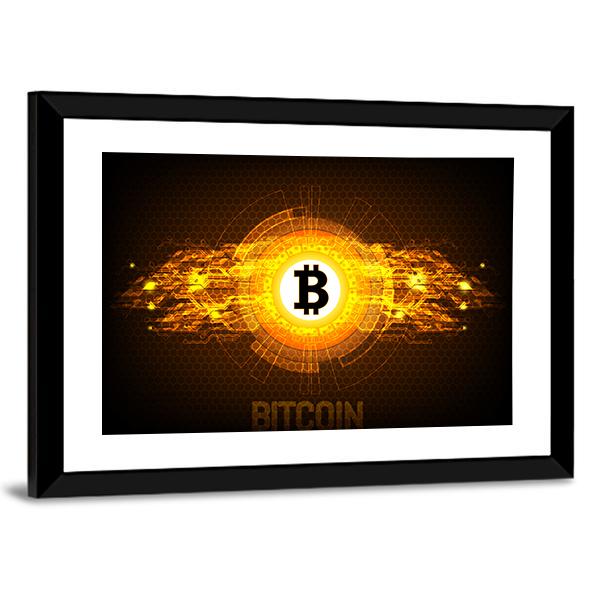 Bitcoin Digital Currency Canvas Wall Art-1 Piece-Framed Print-20" x 16"-Tiaracle