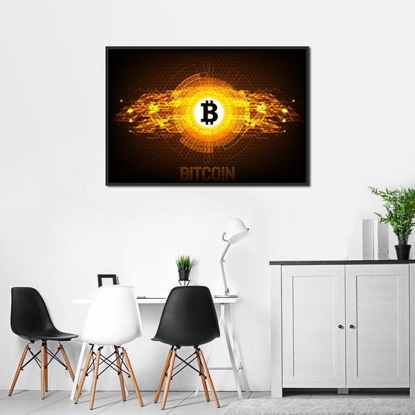 Bitcoin Digital Currency Panoramic Canvas Wall Art-1 Piece-36" x 12"-Tiaracle