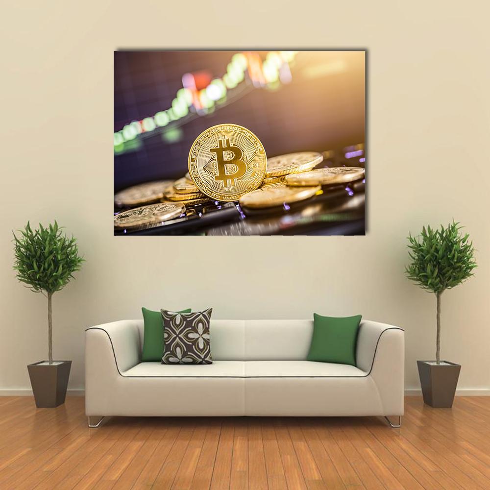 Bitcoin Gold Coin Canvas Wall Art-1 Piece-Gallery Wrap-36" x 24"-Tiaracle