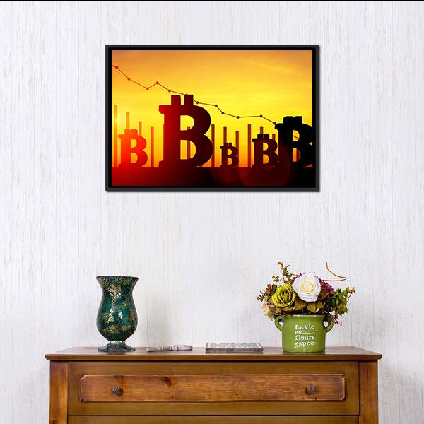 Bitcoin Illustration Panoramic Canvas Wall Art-1 Piece-36" x 12"-Tiaracle