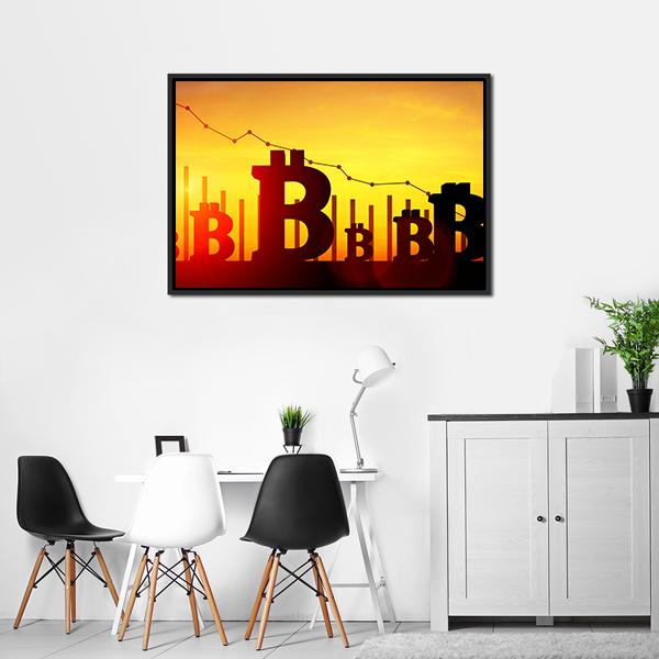 Bitcoin Illustration Panoramic Canvas Wall Art-1 Piece-36" x 12"-Tiaracle