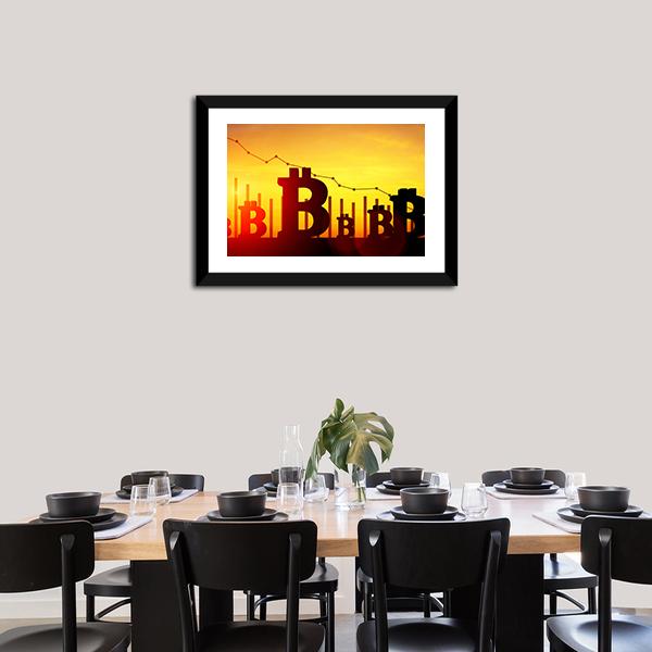 Bitcoin Illustration Panoramic Canvas Wall Art-1 Piece-36" x 12"-Tiaracle