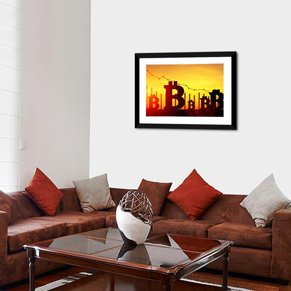 Bitcoin Illustration Panoramic Canvas Wall Art-1 Piece-36" x 12"-Tiaracle