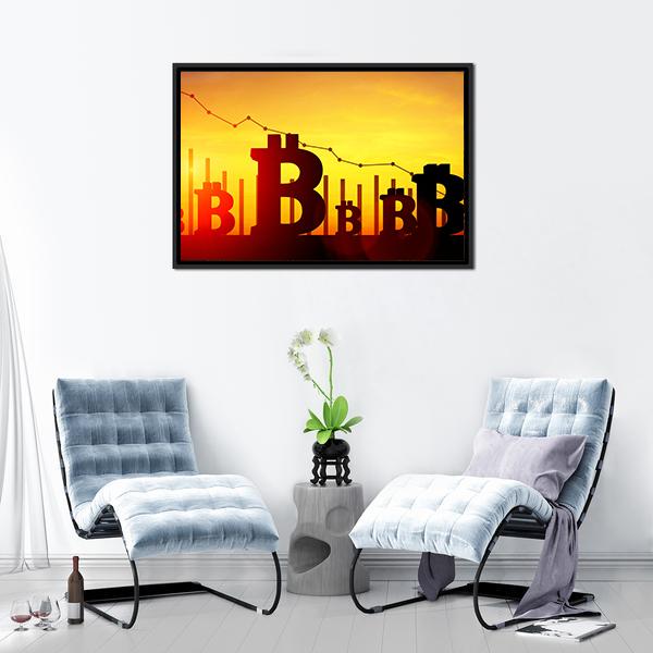 Bitcoin Illustration Panoramic Canvas Wall Art-1 Piece-36" x 12"-Tiaracle