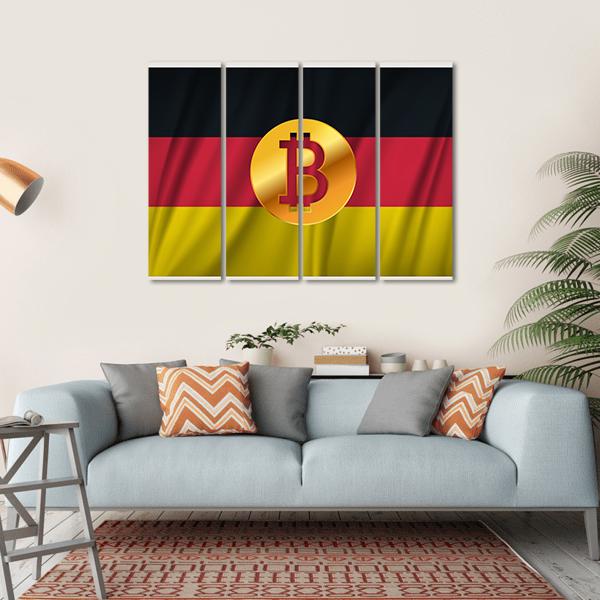 Bitcoin On The National Flag Of Germany Canvas Wall Art-4 Horizontal-Gallery Wrap-34" x 24"-Tiaracle