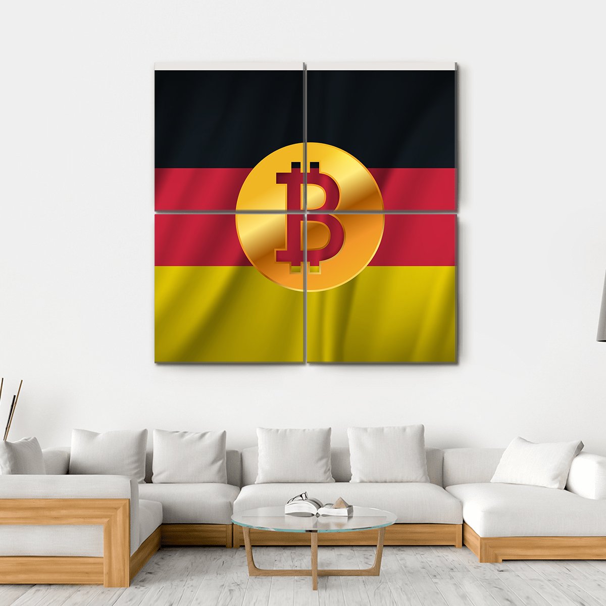 Bitcoin On The National Flag Of Germany Canvas Wall Art-4 Square-Gallery Wrap-17" x 17"-Tiaracle