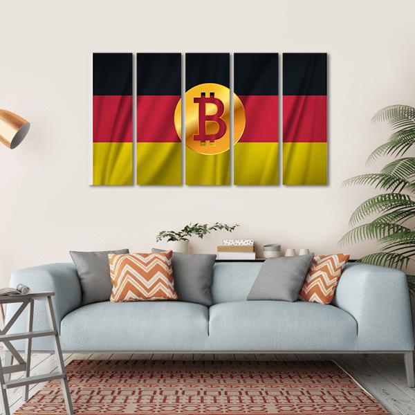 Bitcoin On The National Flag Of Germany Canvas Wall Art-5 Horizontal-Gallery Wrap-22" x 12"-Tiaracle