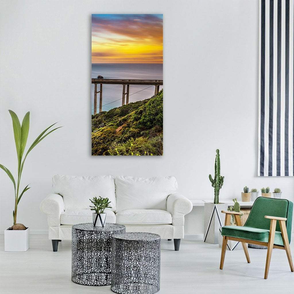 Bixby Bridge &amp; Pacific Coast Vertical Canvas Wall Art-1 Vertical-Gallery Wrap-12" x 24"-Tiaracle