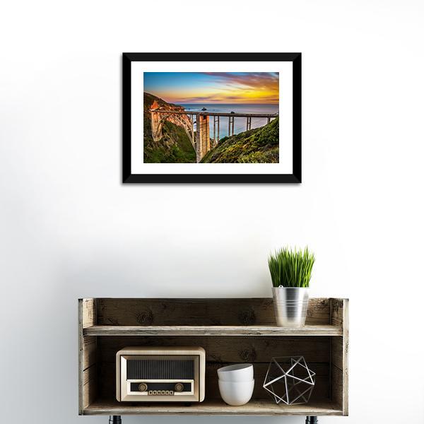 Bixby Bridge &amp; Pacific Coast Canvas Wall Art-1 Piece-Framed Print-20" x 16"-Tiaracle