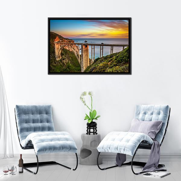 Bixby Bridge &amp; Pacific Coast Canvas Wall Art-5 Horizontal-Gallery Wrap-22" x 12"-Tiaracle