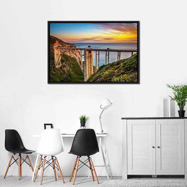 Bixby Bridge & Pacific Coast Canvas Wall Art-5 Horizontal-Gallery Wrap-22" x 12"-Tiaracle