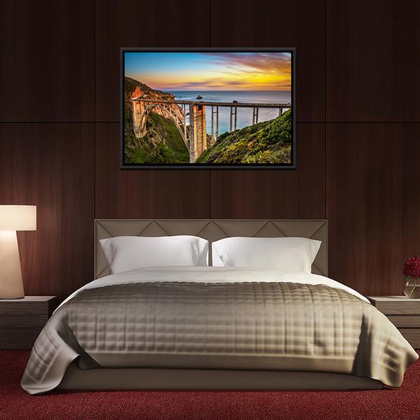 Bixby Bridge & Pacific Coast Canvas Wall Art-5 Horizontal-Gallery Wrap-22" x 12"-Tiaracle