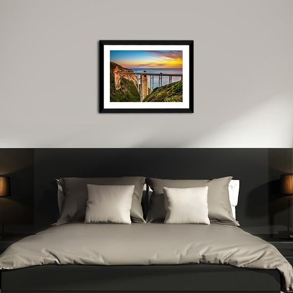 Bixby Bridge & Pacific Coast Canvas Wall Art-5 Horizontal-Gallery Wrap-22" x 12"-Tiaracle