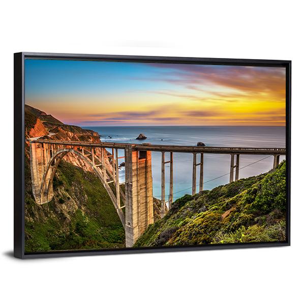 Bixby Bridge &amp; Pacific Coast Panoramic Canvas Wall Art-1 Piece-36" x 12"-Tiaracle