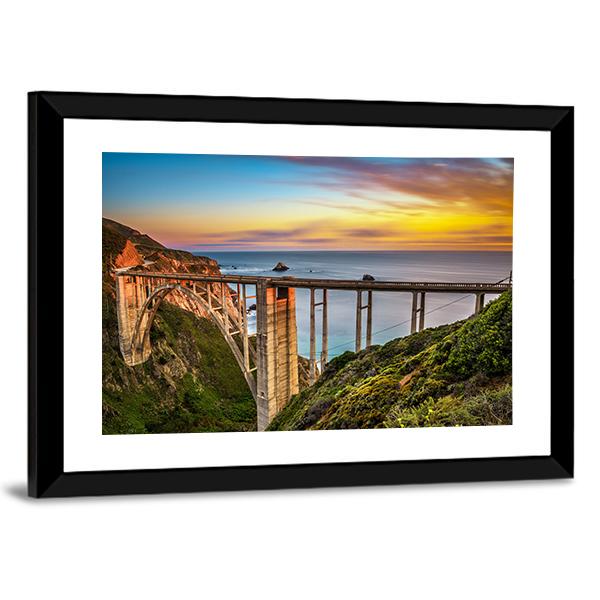 Bixby Bridge &amp; Pacific Coast Vertical Canvas Wall Art-3 Vertical-Gallery Wrap-12" x 25"-Tiaracle