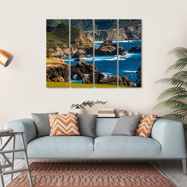 Bixby Creek Bridge Canvas Wall Art-4 Horizontal-Gallery Wrap-34" x 24"-Tiaracle