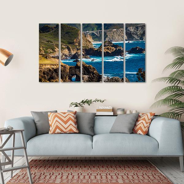 Bixby Creek Bridge Canvas Wall Art-5 Horizontal-Gallery Wrap-22" x 12"-Tiaracle