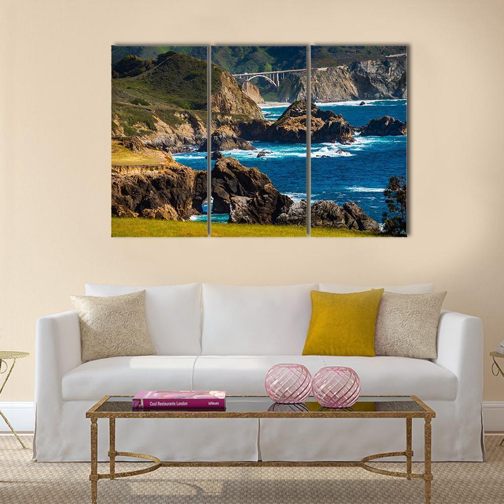 Bixby Creek Bridge Canvas Wall Art-3 Horizontal-Gallery Wrap-37" x 24"-Tiaracle