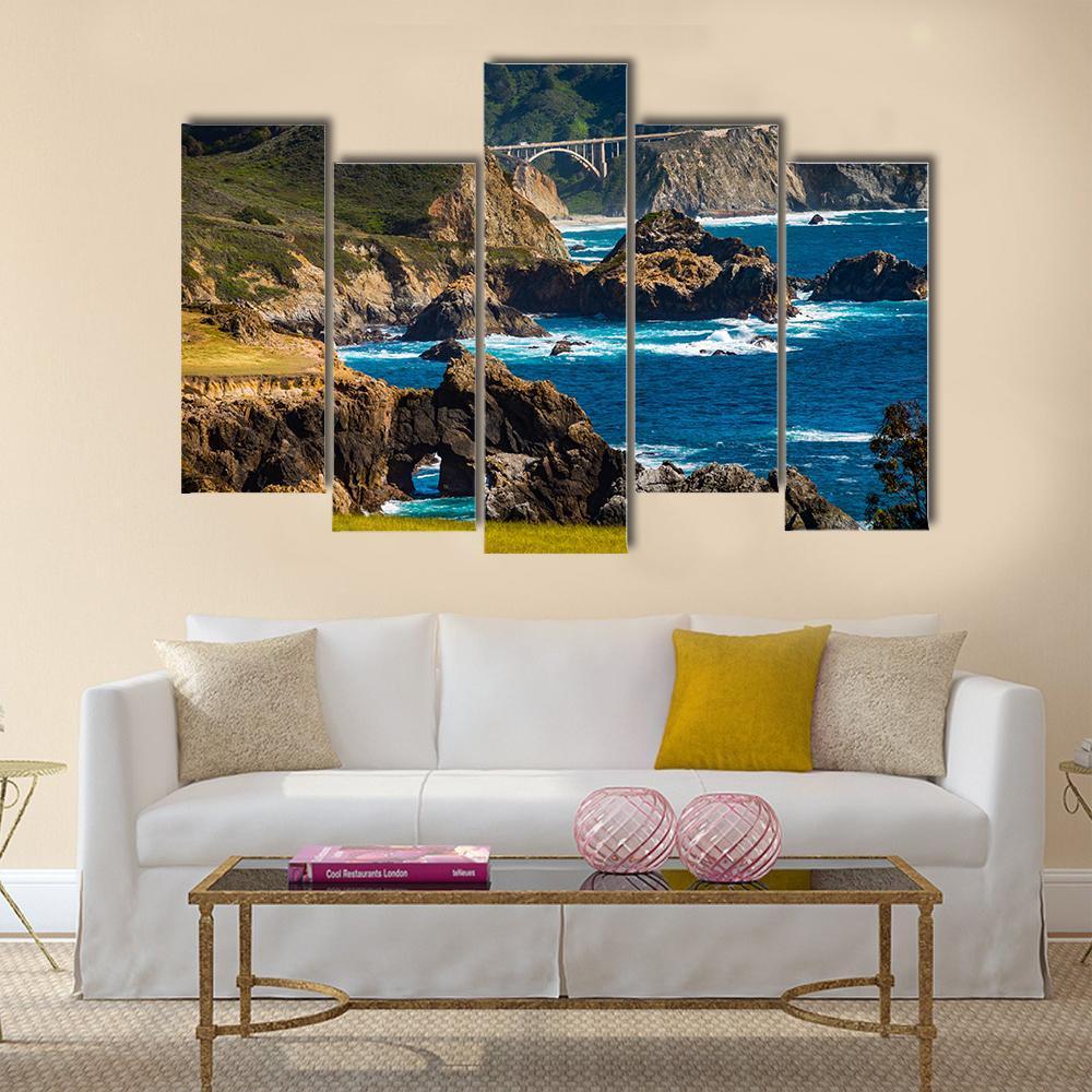 Bixby Creek Bridge Canvas Wall Art-5 Pop-Gallery Wrap-47" x 32"-Tiaracle