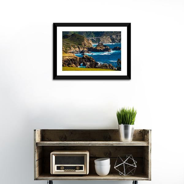 Bixby Creek Bridge Canvas Wall Art-1 Piece-Framed Print-20" x 16"-Tiaracle