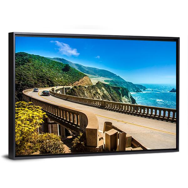 Bixby Creek Bridge On Highway Canvas Wall Art-3 Horizontal-Gallery Wrap-25" x 16"-Tiaracle