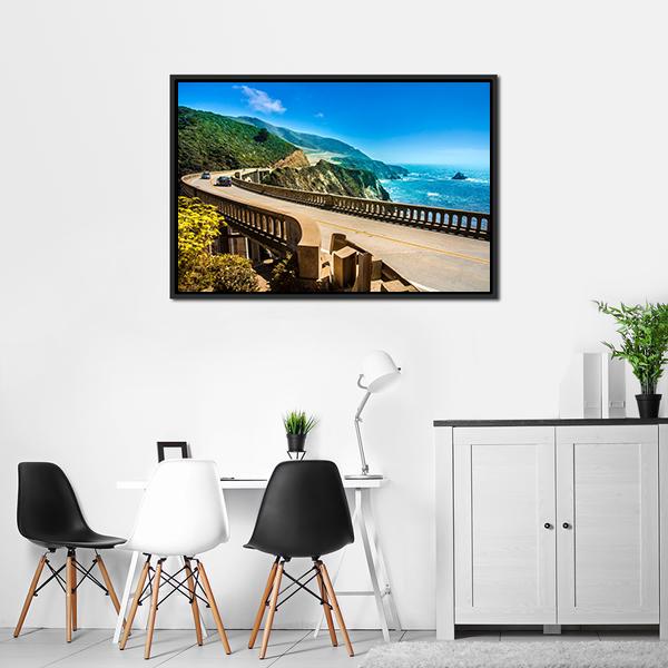 Bixby Creek Bridge On Highway Canvas Wall Art-3 Horizontal-Gallery Wrap-25" x 16"-Tiaracle