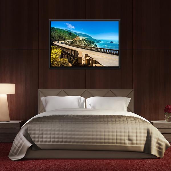Bixby Creek Bridge On Highway Canvas Wall Art-3 Horizontal-Gallery Wrap-25" x 16"-Tiaracle