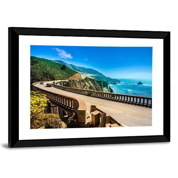 Bixby Creek Bridge On Highway Canvas Wall Art-3 Horizontal-Gallery Wrap-25" x 16"-Tiaracle