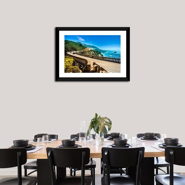 Bixby Creek Bridge On Highway Canvas Wall Art-3 Horizontal-Gallery Wrap-25" x 16"-Tiaracle