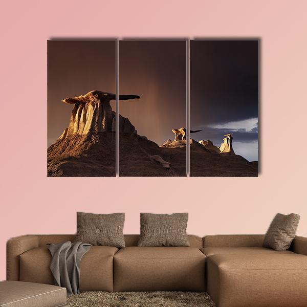 Bizarre Rock In Bisti Badlands Canvas Wall Art-3 Horizontal-Gallery Wrap-37" x 24"-Tiaracle