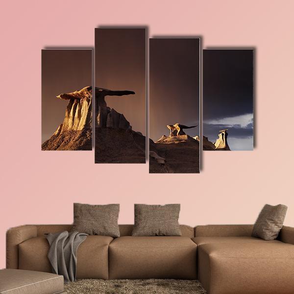 Bizarre Rock In Bisti Badlands Canvas Wall Art-4 Pop-Gallery Wrap-50" x 32"-Tiaracle