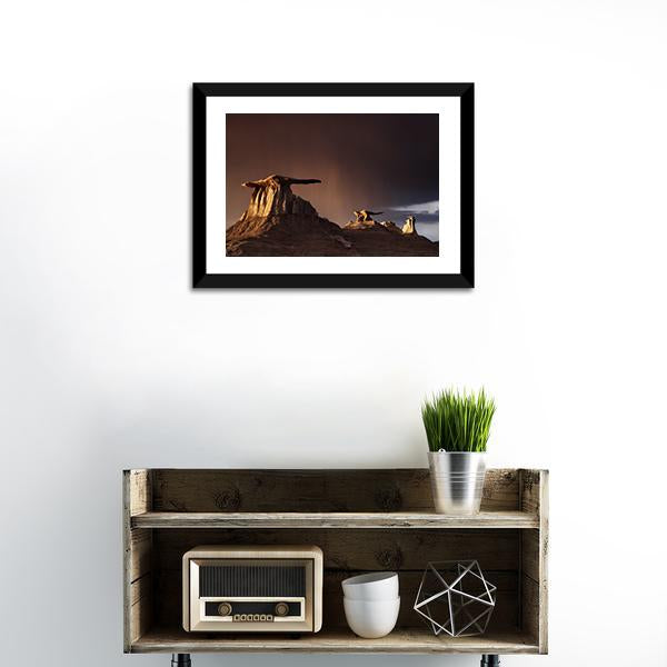 Bizarre Rock In Bisti Badlands Canvas Wall Art-1 Piece-Framed Print-20" x 16"-Tiaracle
