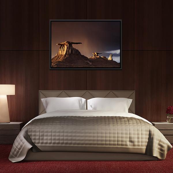 Bizarre Rock In Bisti Badlands Canvas Wall Art-3 Horizontal-Gallery Wrap-25" x 16"-Tiaracle