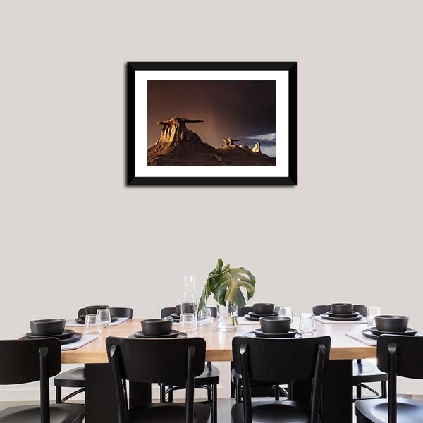 Bizarre Rock In Bisti Badlands Canvas Wall Art-3 Horizontal-Gallery Wrap-25" x 16"-Tiaracle