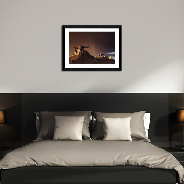 Bizarre Rock In Bisti Badlands Canvas Wall Art-3 Horizontal-Gallery Wrap-25" x 16"-Tiaracle
