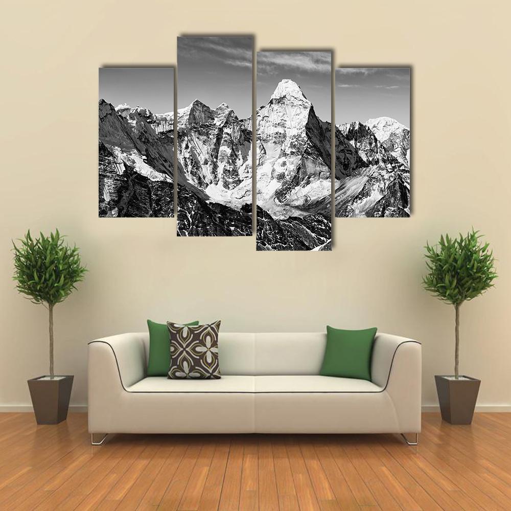Black &amp; White Ama Dablam Canvas Wall Art-4 Pop-Gallery Wrap-50&quot; x 32&quot;-Tiaracle